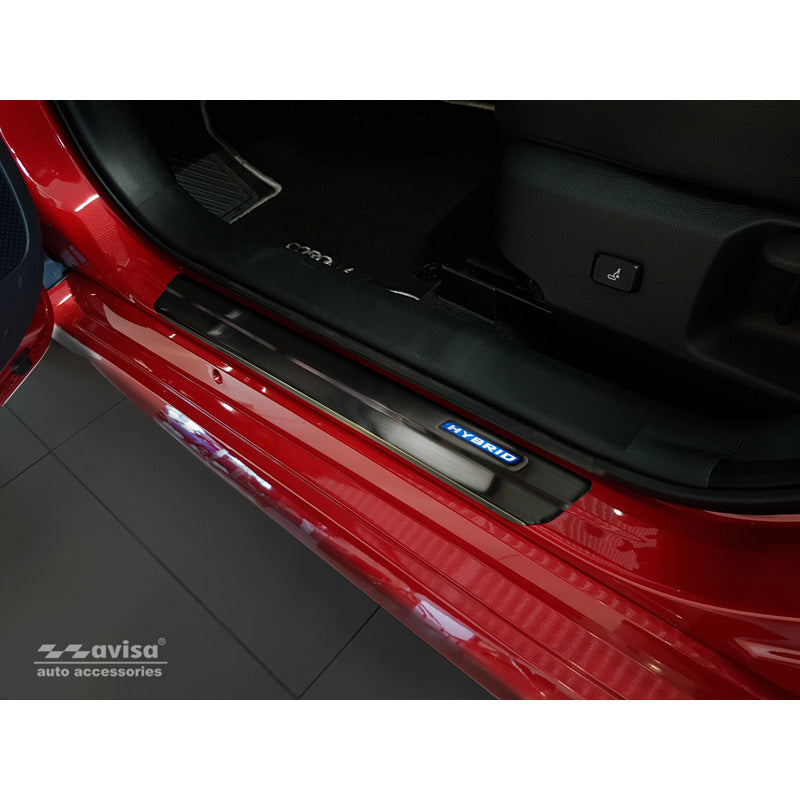 Avisa, Door Sill Protectors, Black, Stainless Steel, Fits Toyota Corolla XII Sedan/Hatchback/Touring Sports 5-Door 2019- & Toyota Corolla Cross 2022- & Suzuki Swace Estate 2020- 'Hybrid' 4-piece
