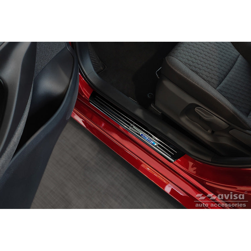 Avisa, protections de seuils de porte, noir, acier inoxydable, convient pour Toyota Yaris IV Hatchback 2020-2024 & Facelift 2024- 'Hybrid' - 4 pièces