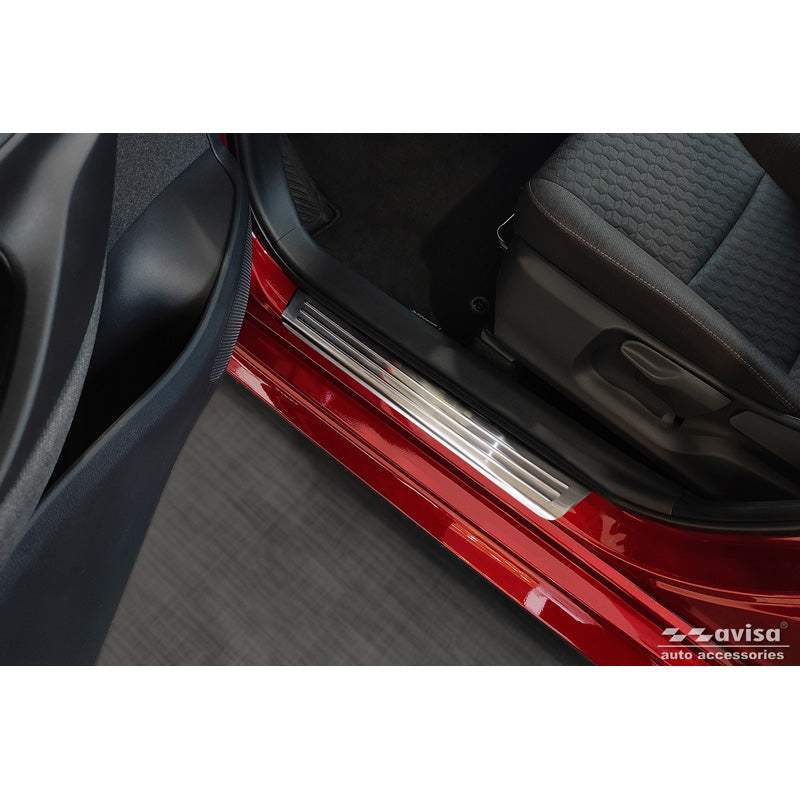 Avisa, Sill protectors, Stainless steel, Fits Toyota Yaris 2020- incl. facelift, 'Lines' – 4 pieces