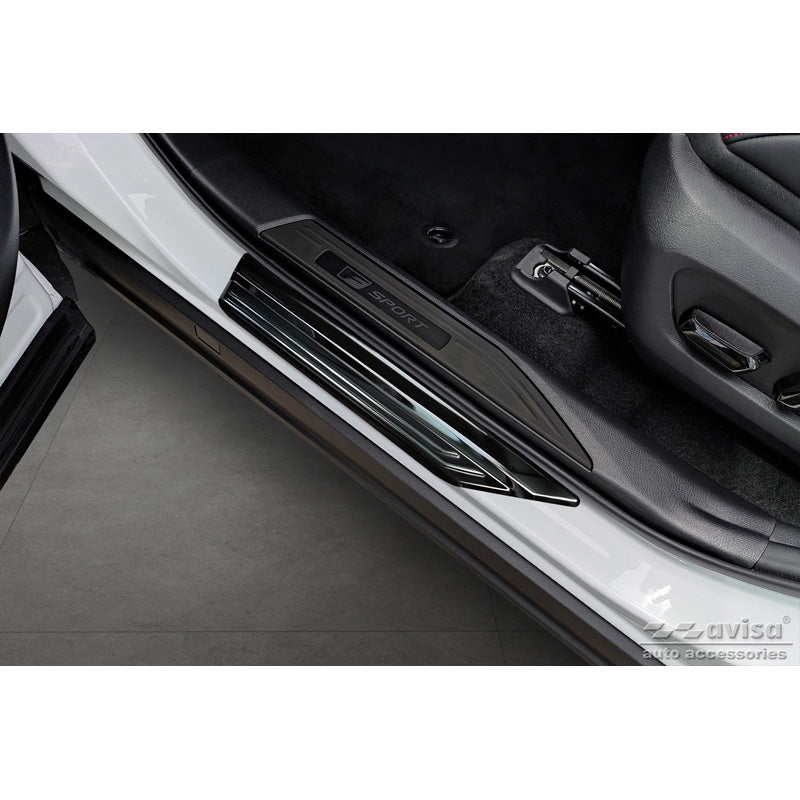 Avisa, Sill Protectors, Black, Stainless Steel, Fits Lexus NX II 2021- 'Lines' - 4-piece