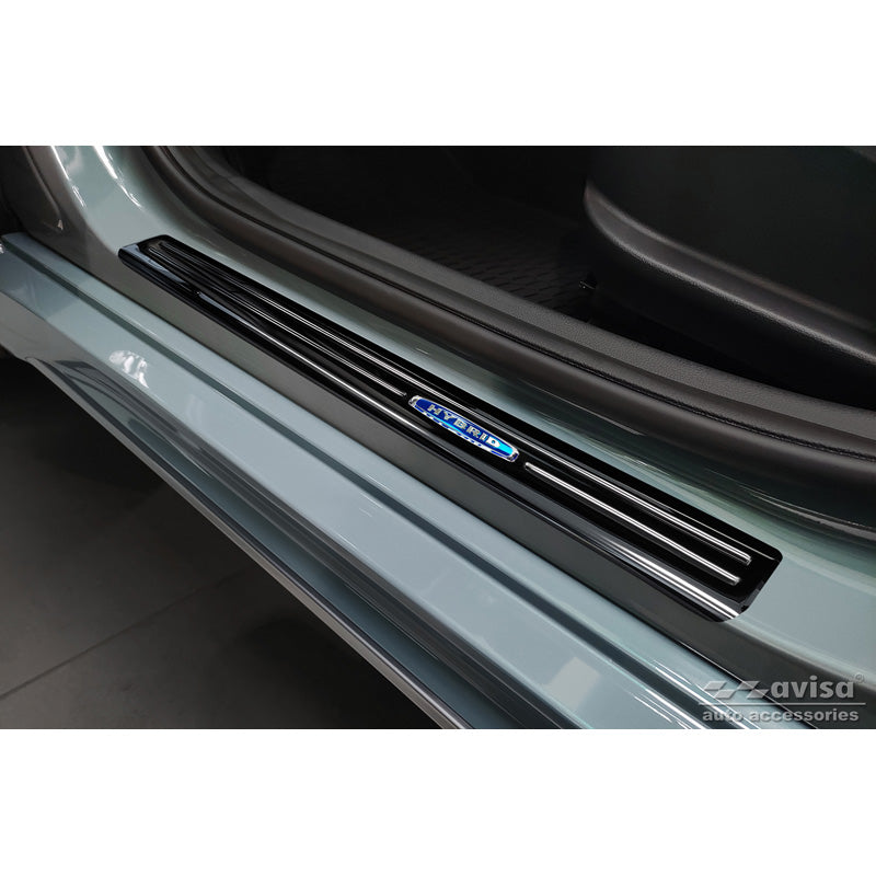 Avisa, Sill Protectors, Black, Stainless Steel, Fits Hyundai Kona 2017-2020 & FL 2020-2023 'Hybrid' - 4-piece