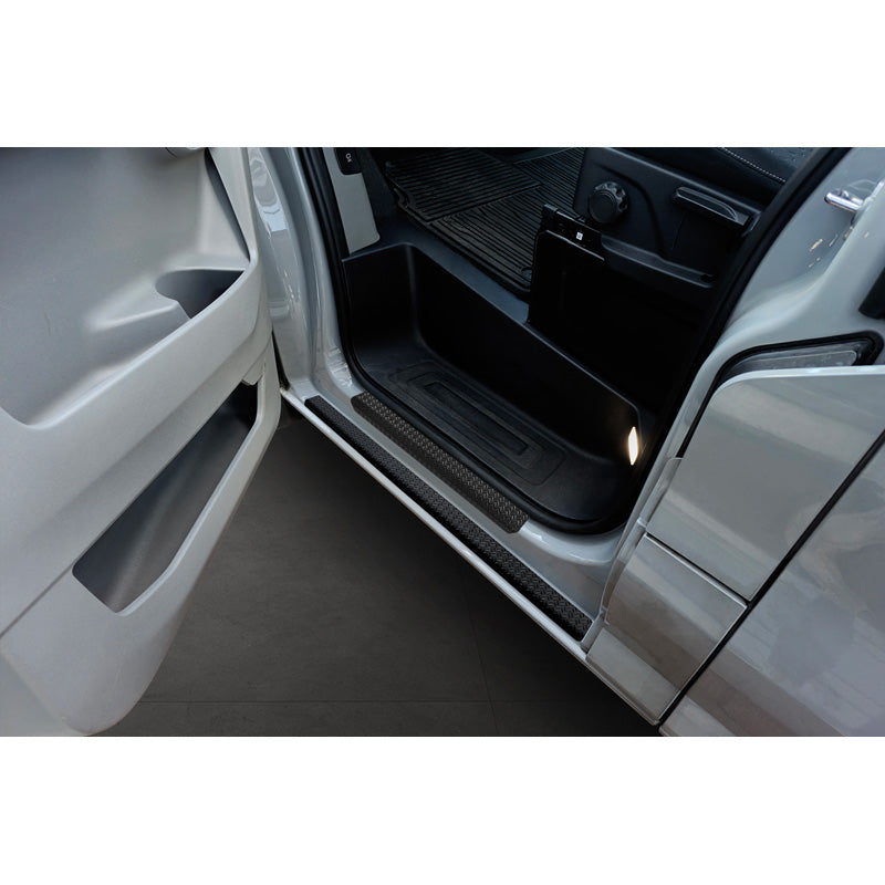 Avisa, Sill Protectors, Aluminium, Fits Ford Transit Custom (V710) & Tourneo Custom (V710) 2023-, 'Ribbed Plate' – 2 pieces, Black