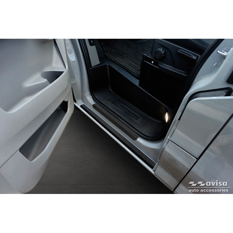 Avisa, Sill Protectors, Aluminium, Fits Ford Transit Custom, lower door, (V710) & Tourneo Custom (V710) 2023-, 'Ribbed Plate' – 2 pieces, Black