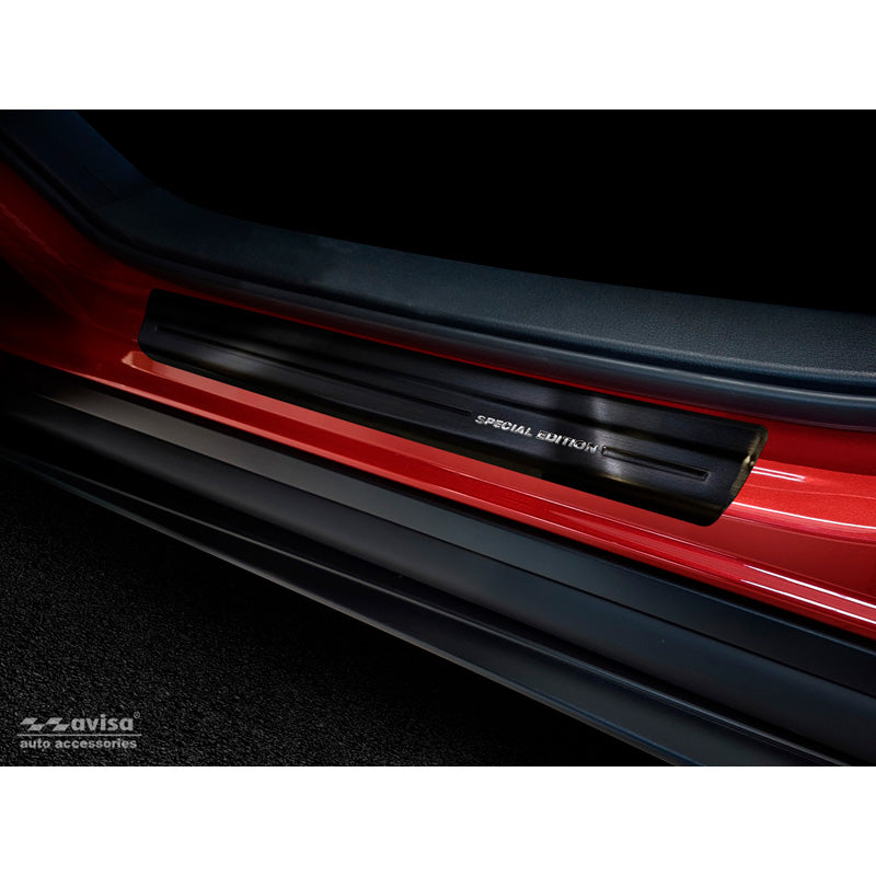 Avisa, Door Sill Protectors, Black, Stainless Steel, Fits Mazda CX-30 2019- - Brushed Steel 'Special Edition' 4-pieces