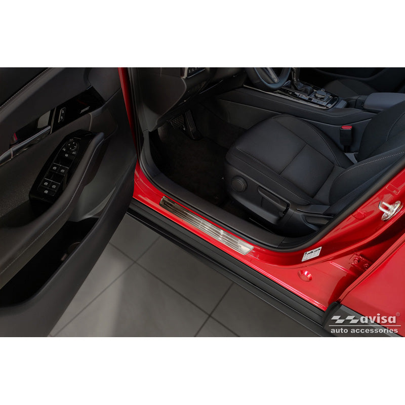 Avisa, Door Sill Protectors, Stainless Steel, Fits Mazda CX-30 2019- - 'Lines' - 4-pieces