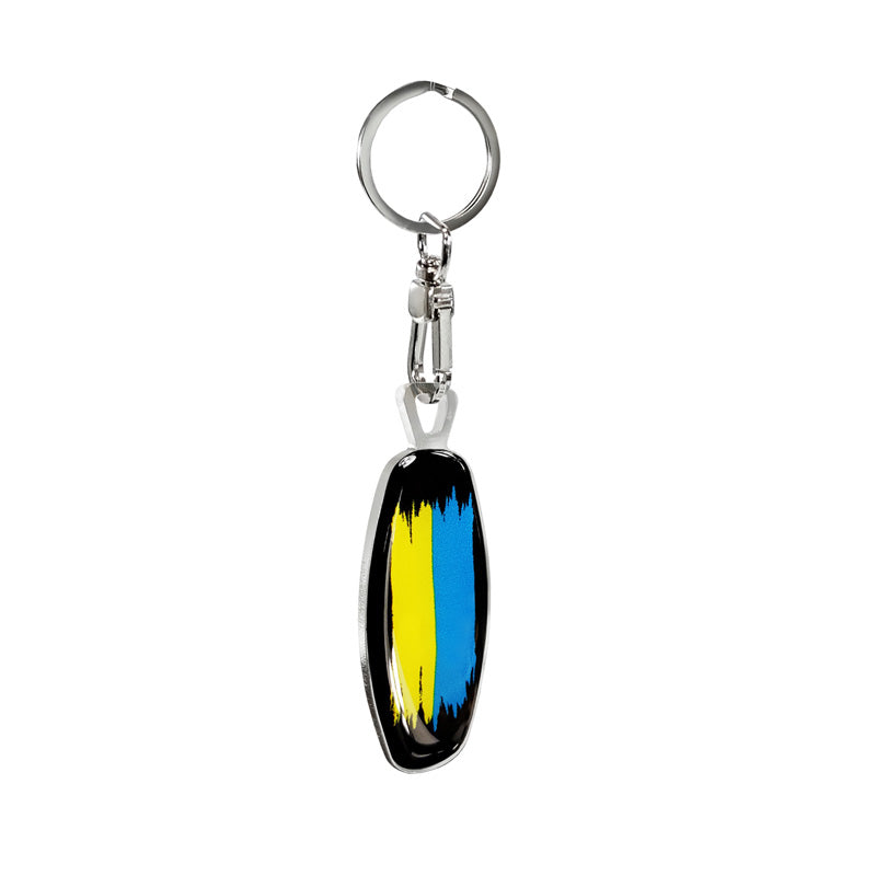 Avisa, Porte-clés en acier inoxydable - Emblème/Drapeau UA+PL - 2,4x5,9cm