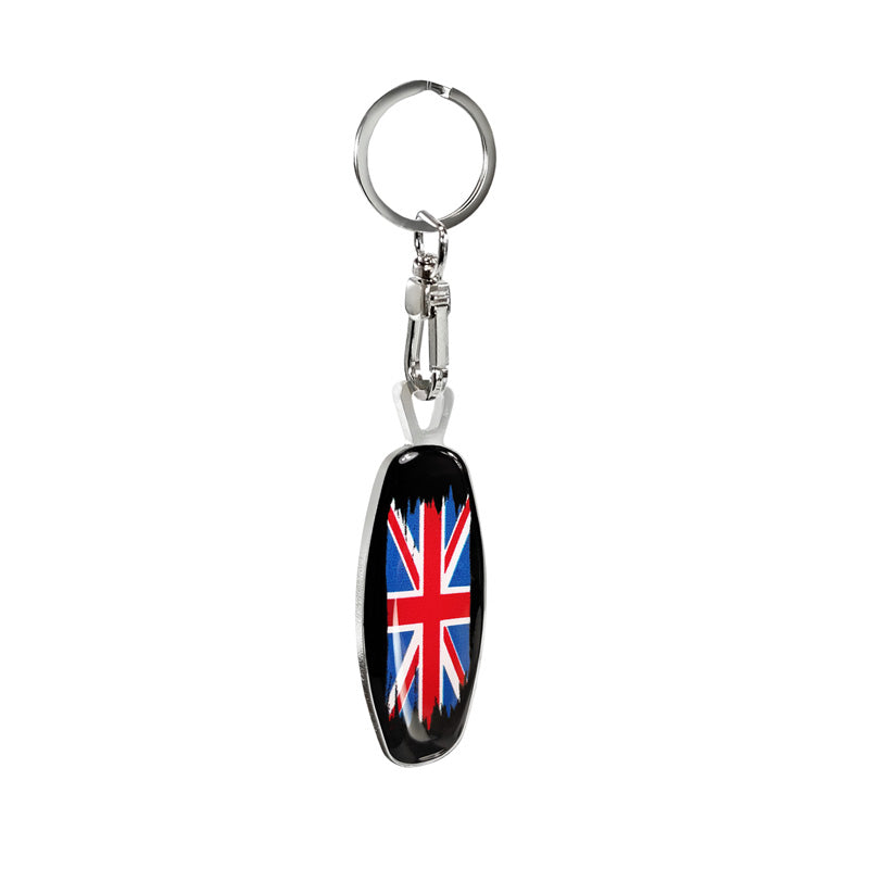 Avisa Porte-clés en acier inoxydable - Emblem/ Flag UK+PL