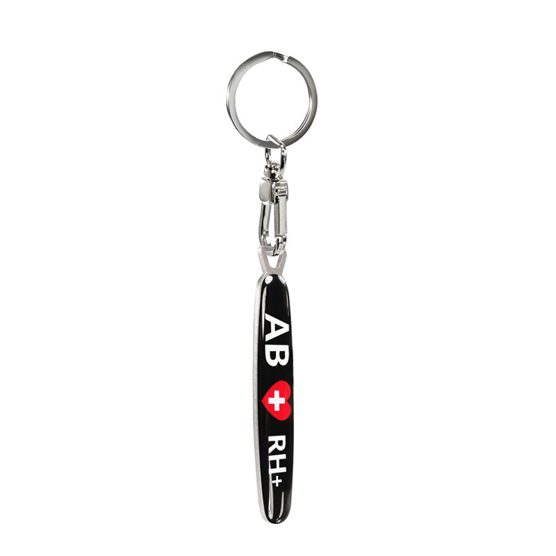Avisa Porte-clés en acier inoxydable - 'Blood Type' AB RH+