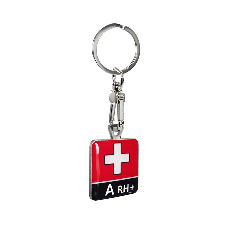 Avisa, porte-clés en acier inoxydable - groupe sanguin A RH+ - 2,8 x 3,5 cm