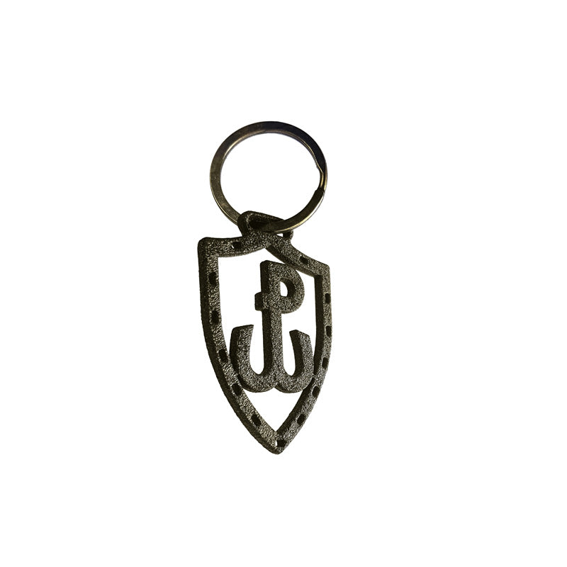 Avisa, Sleutelhanger van roestvrij staal - 'Ankersymbool / schild' (gouden) - 6x7cm