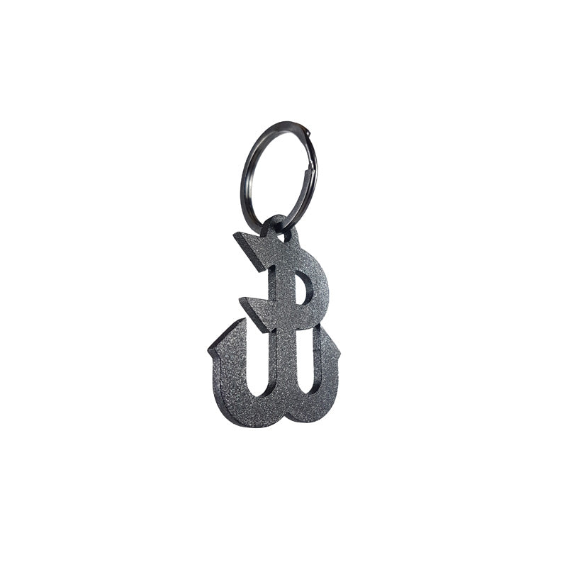 Avisa, Sleutelhanger van roestvrij staal - 'Anker symbool' - Zwart - 5,5x7,1cm