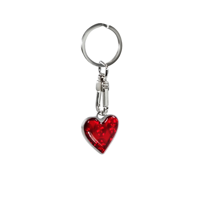 Avisa Porte-clés en acier inoxydable - 'coeur en résine' Rouge