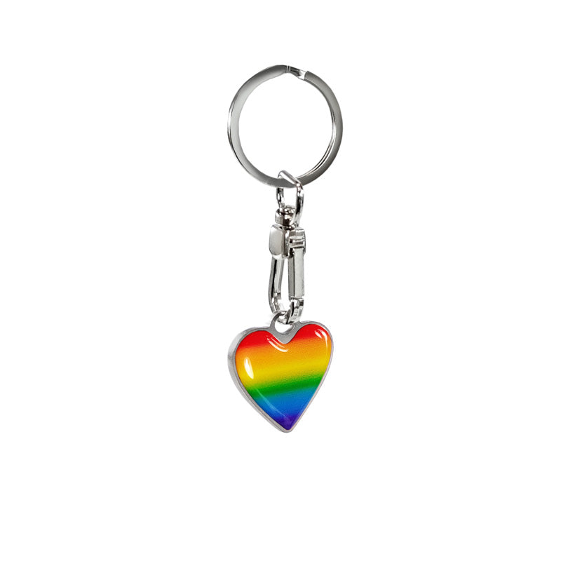 Avisa, Porte-clés cœur en acier inoxydable - Arc-en-ciel