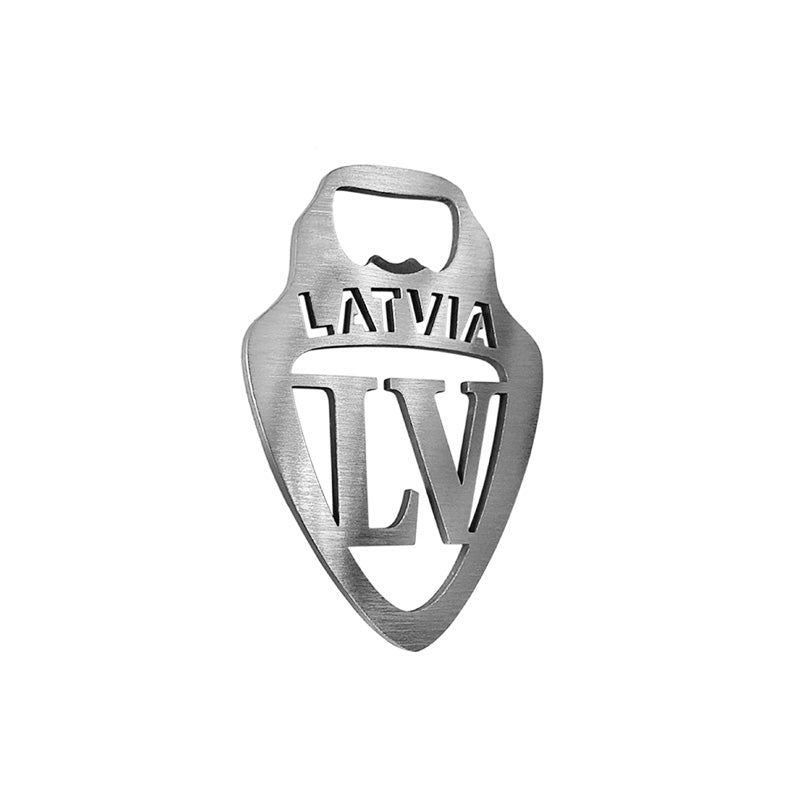 Avisa, flesopener van roestvrij staal - 'Letland' - 10x7cm - Zilver