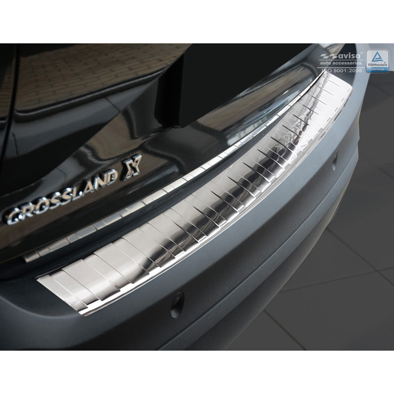 Avisa, protection de pare-chocs arrière, acier inoxydable, compatible avec Opel Crossland 2017-2020 & FL 2020- 'Ribs'