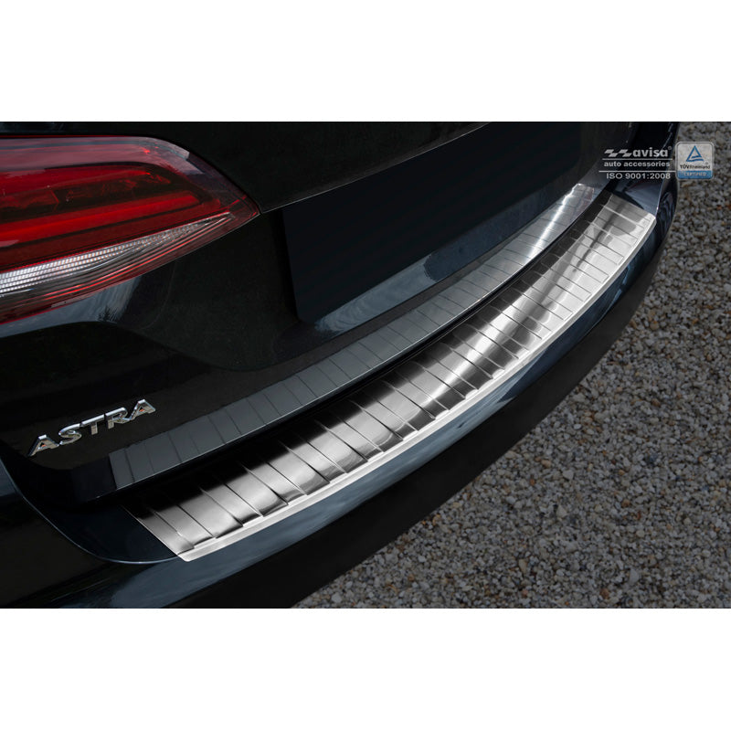 Avisa, Rear bumper protector, Stainless steel, fits Opel Astra K Sportstourer 2015-2022 'Ribs'