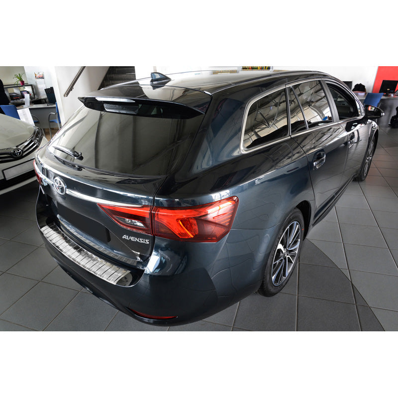 Avisa, Protection de pare-chocs arrière, acier inoxydable, compatible avec Toyota Avensis III Break Facelift 2015- 'Ribs'