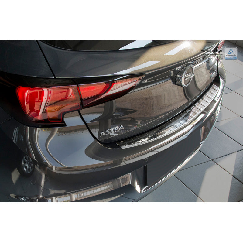 Avisa, Achterbumperbescherming, roestvrij staal, passend voor Opel Astra K HB 5-deurs 2015- 'Ribs'