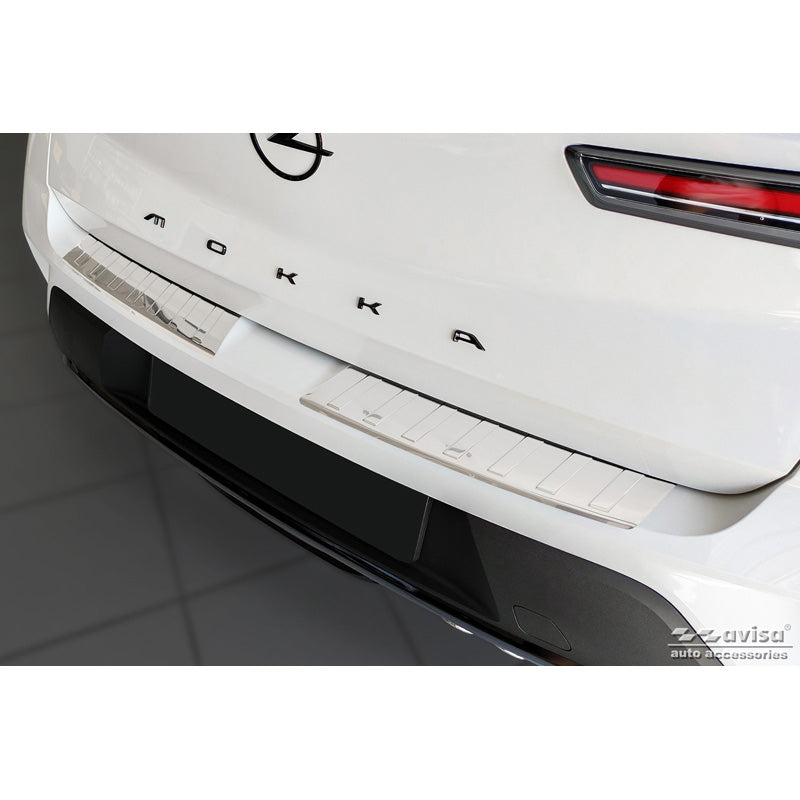Avisa, achterbumperbeschermer, roestvrij staal, passend voor Opel Mokka 2020- 'Ribs' (2-delig)