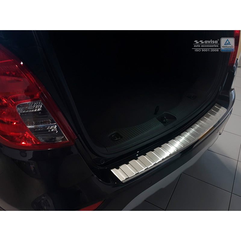 Avisa, Protection de pare-chocs arrière, acier inoxydable, compatible avec Opel Mokka X 2016- 'Ribs'