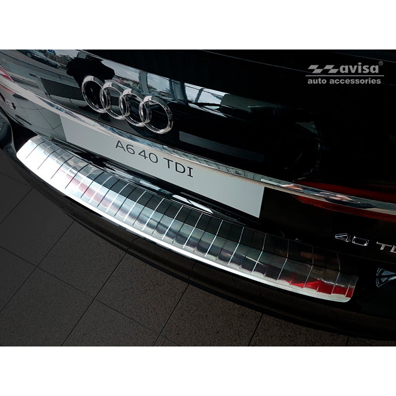 Avisa, protège-pare-chocs arrière, acier inoxydable, convient pour Audi A6 (C8) Avant 2018- 'Nervures' y compris S-Line et Allroad