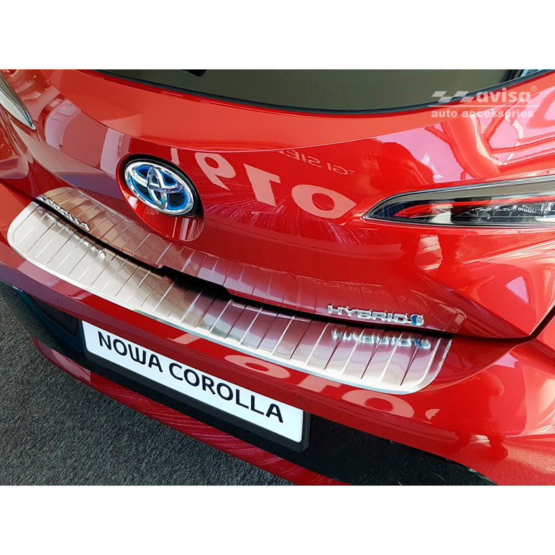Avisa, Rear bumper protector, Stainless steel, Fits Toyota Corolla XII HB 2019- (incl. GR-Sport) 'Ribs'