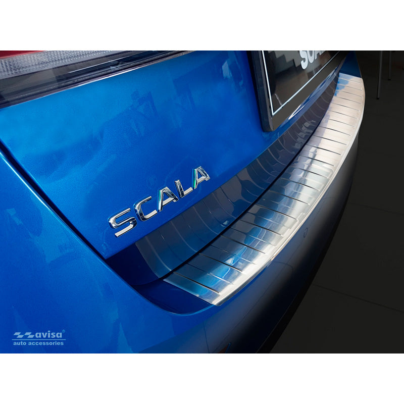Avisa, Rear bumper protector, Stainless steel, Fits Skoda Scala 2019-2024 & Facelift 2024- 'Ribs'
