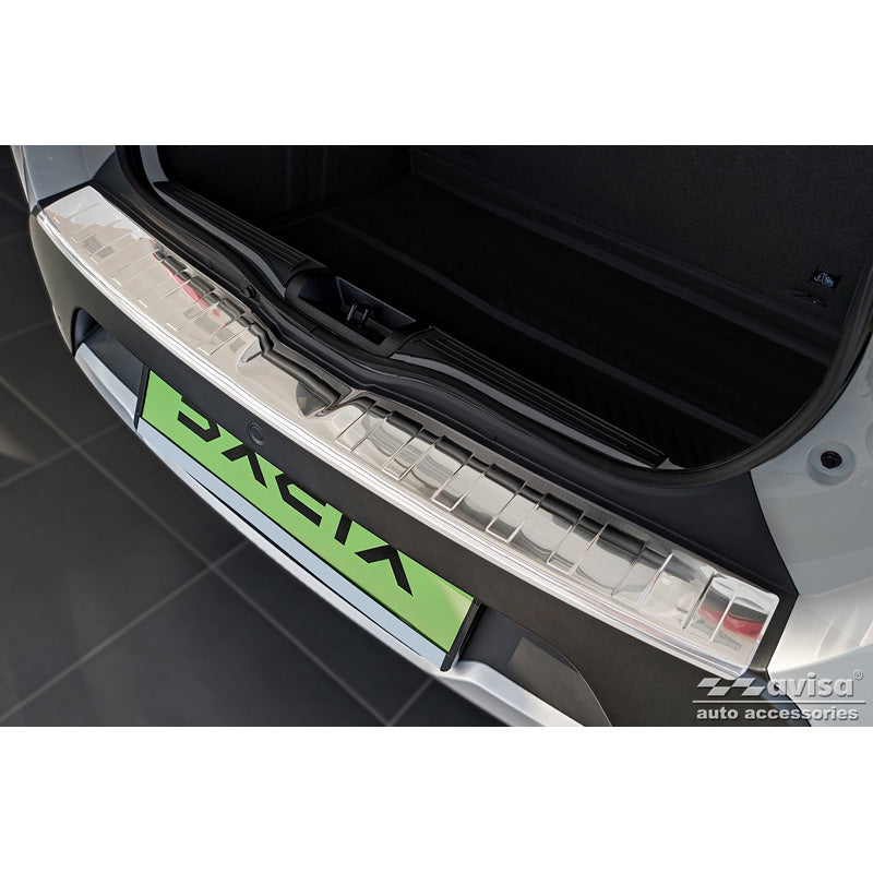 Avisa, Rear Bumper Protector, Stainless Steel, Fits Dacia Spring 2020- 'Ribs'