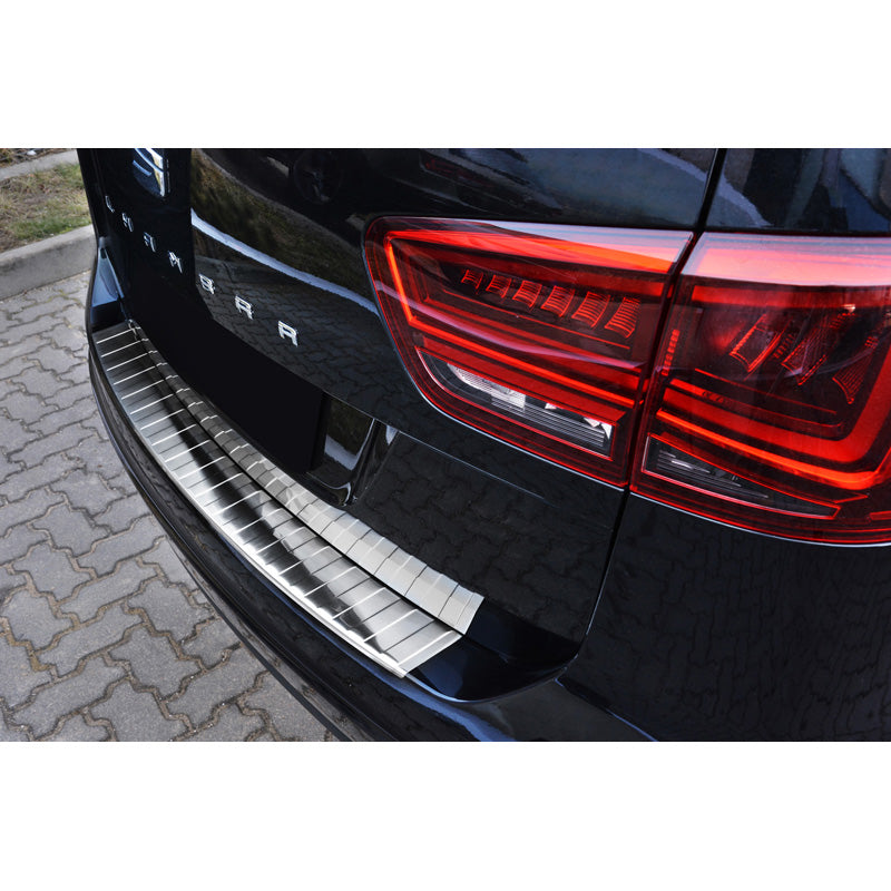 Avisa, Rear Bumper Protector, Stainless Steel, Fits Seat Alhambra II / Volkswagen Sharan II 2010- 'Ribs'