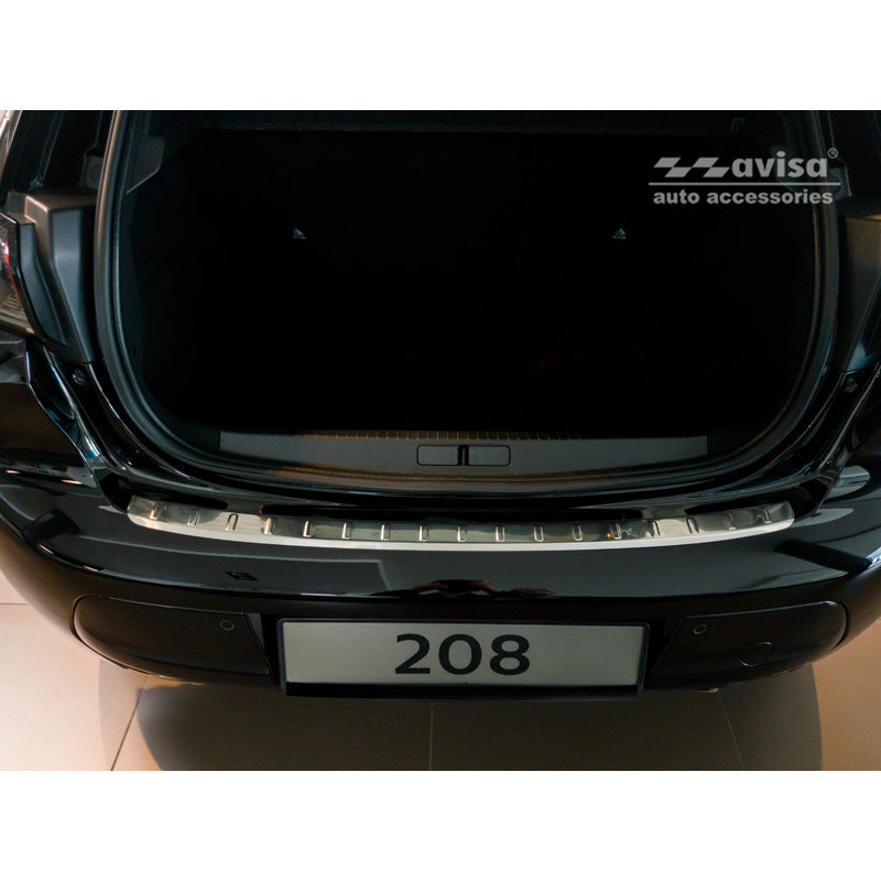 Avisa, Rear bumper protector, Stainless steel, fits Peugeot 208 II HB 5-door 2019-2023 & FL 2023- 'Ribs'