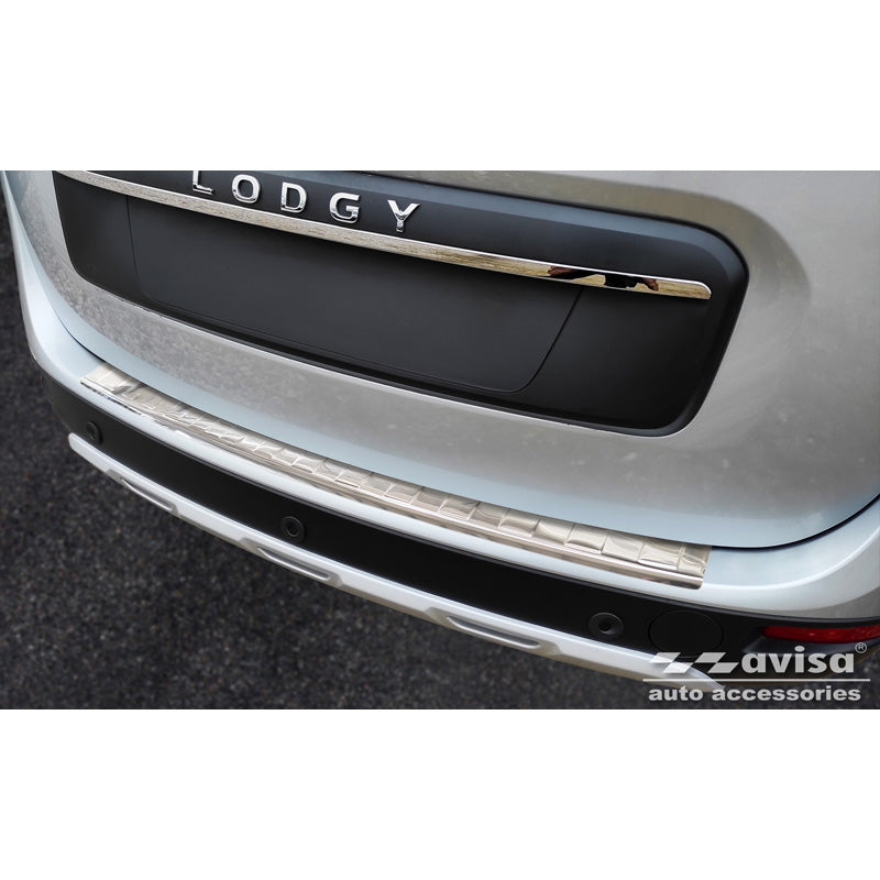 Avisa, Rear bumper protector, Stainless steel, fits Dacia Lodgy 2012-2017 & FL 2017- 'Ribs'
