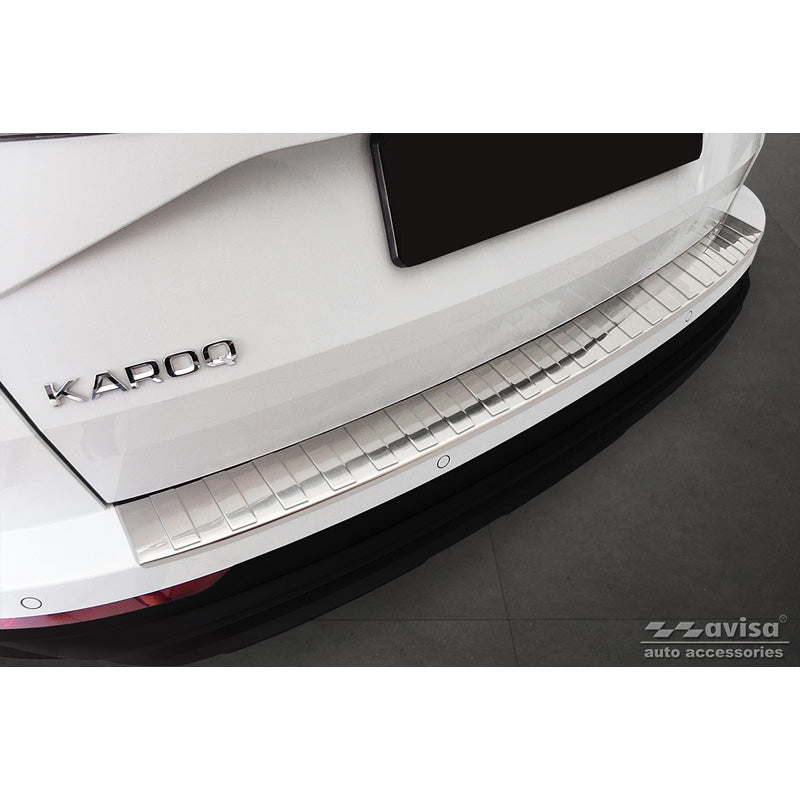 Avisa, Rear Bumper Protector, Stainless Steel, fits Skoda Karoq Facelift 2022- + Sportline Facelift 2022- 'Ribs'