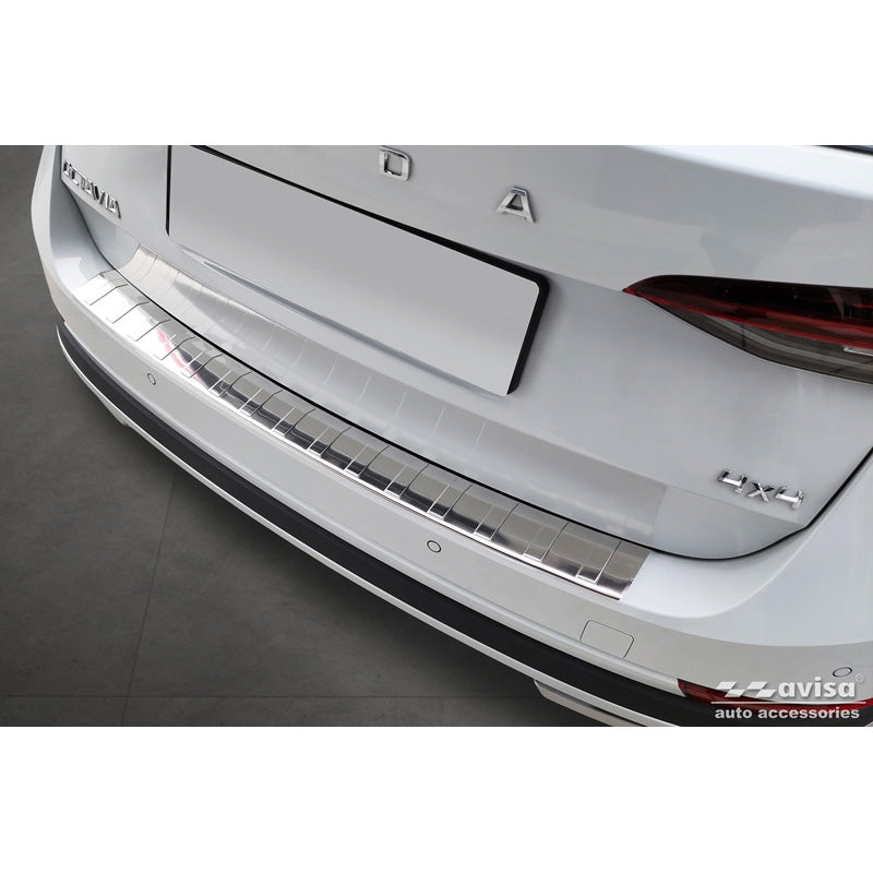 Avisa, Rear bumper protector, Stainless steel, fits Skoda Octavia Scout (NX5) 2020- 'Ribs'