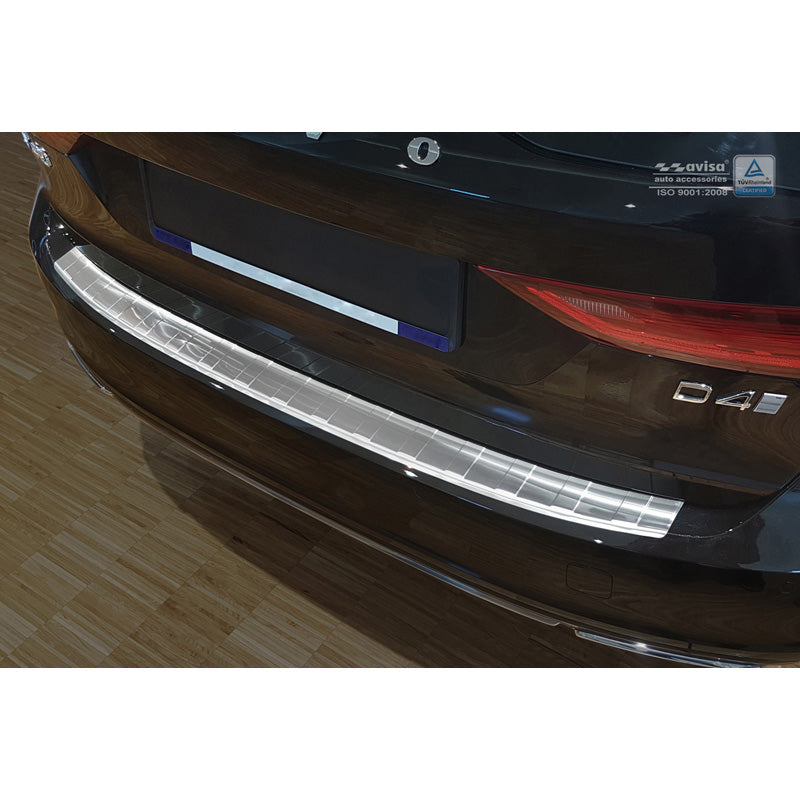 Avisa, Rear Bumper Protector, Stainless Steel, fits Volvo V90 9/2016- 'Ribs'