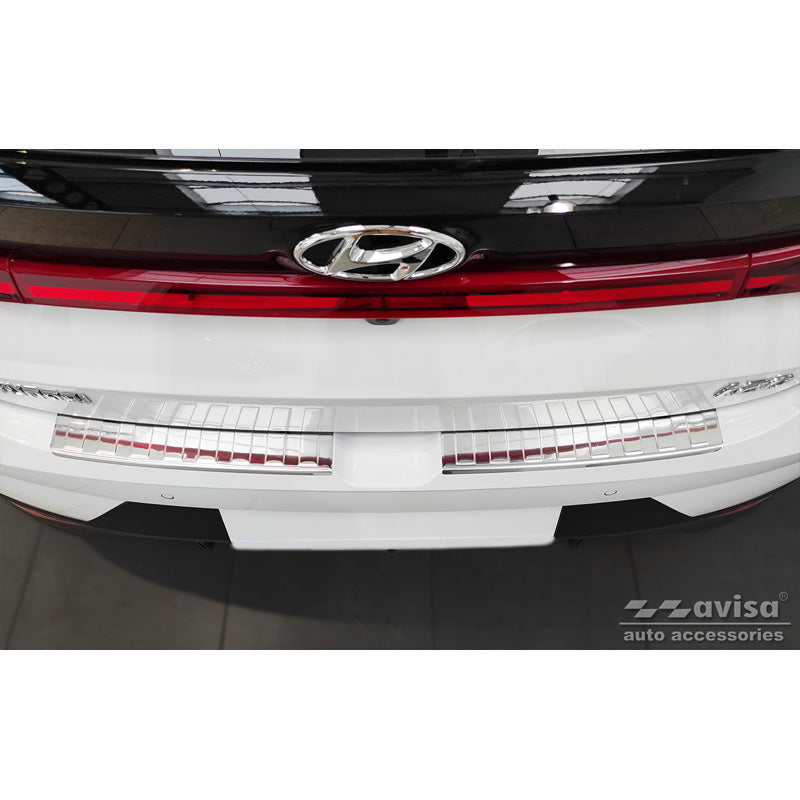 Avisa, Rear Bumper Protector, Stainless Steel, Fits Hyundai i20 III 5 doors 2020- 'Ribs' (2-pieces)