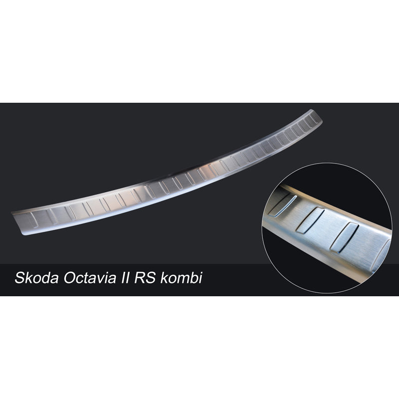 Avisa, achterbumperbeschermer, roestvrij staal, past op Skoda Octavia II RS Combi 2005-2013 'ribben'