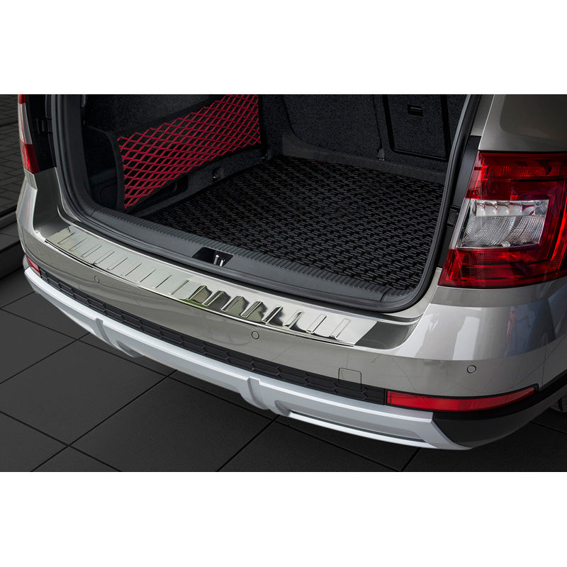 Avisa, Rear Bumper Protector, Stainless Steel, Fits Skoda Octavia III Scout 2014-2020 'Ribs'