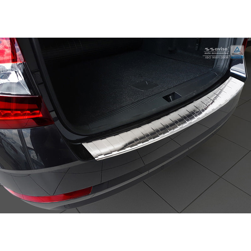 Avisa, achterbumperbeschermer, roestvrij staal, past op Skoda Octavia III Combi Facelift 2017-2020 'ribben'