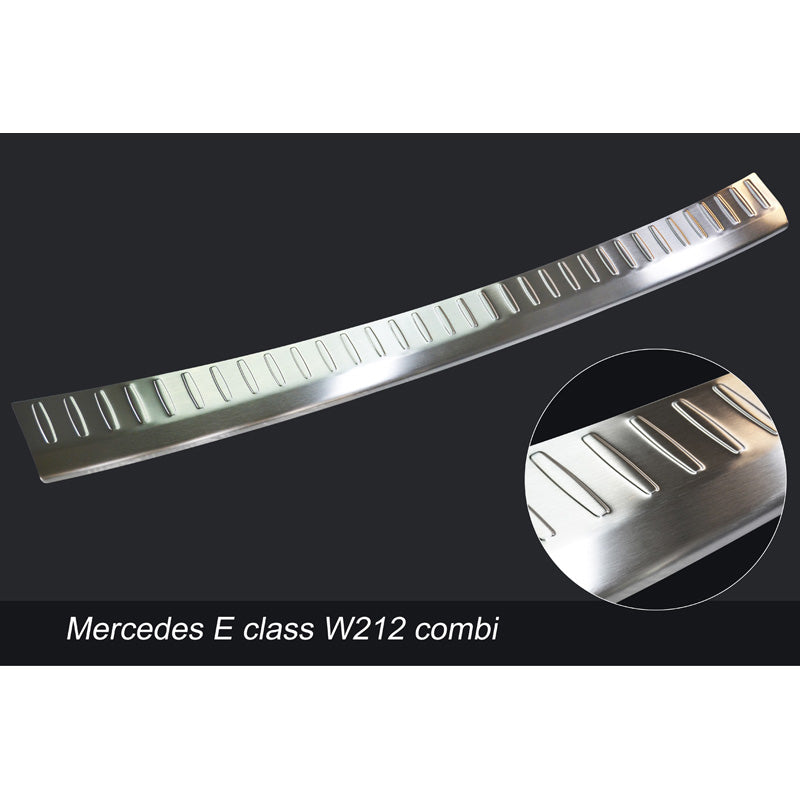 Avisa, Rear bumper protector, Stainless steel, fits Mercedes E-Class W212 Estate 2013-2016 (excl. AMG-Line) 'Ribs'