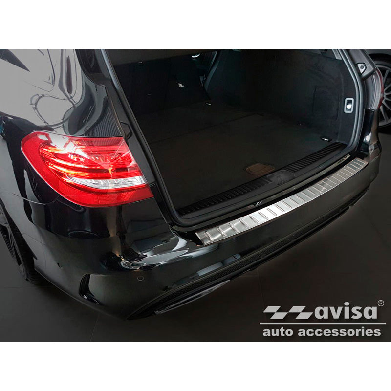 Avisa, Rear Bumper Protector, Stainless Steel, fits Mercedes C-Class W205 Estate 2014-2021 'Ribs'