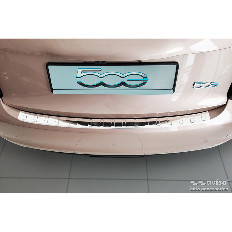 Avisa, Rear Bumper Protector, Stainless Steel, Fits Fiat 500e Berlina, 3+1 & Cabrio 2020- 'Ribs'