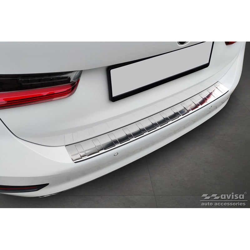 Avisa, Rear Bumper Protector, Stainless Steel, Fits BMW 3-Series G21 Touring 2019-2022 'Ribs'