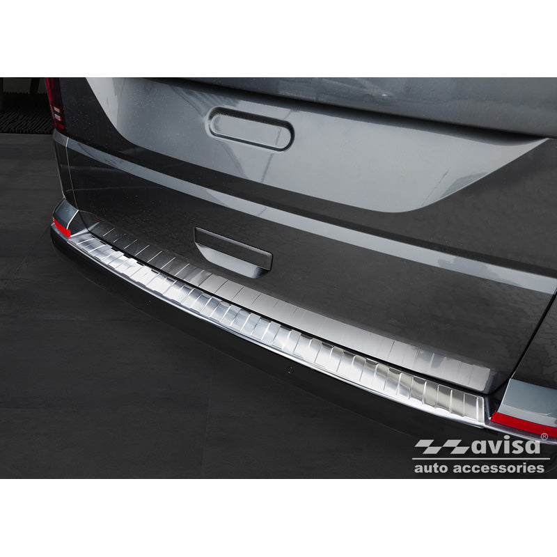 Avisa, protection de pare-chocs arrière, acier inoxydable, convient à Volkswagen Caravelle T6 2015- & FL 2019- (avec hayon arrière) 'Nervures'