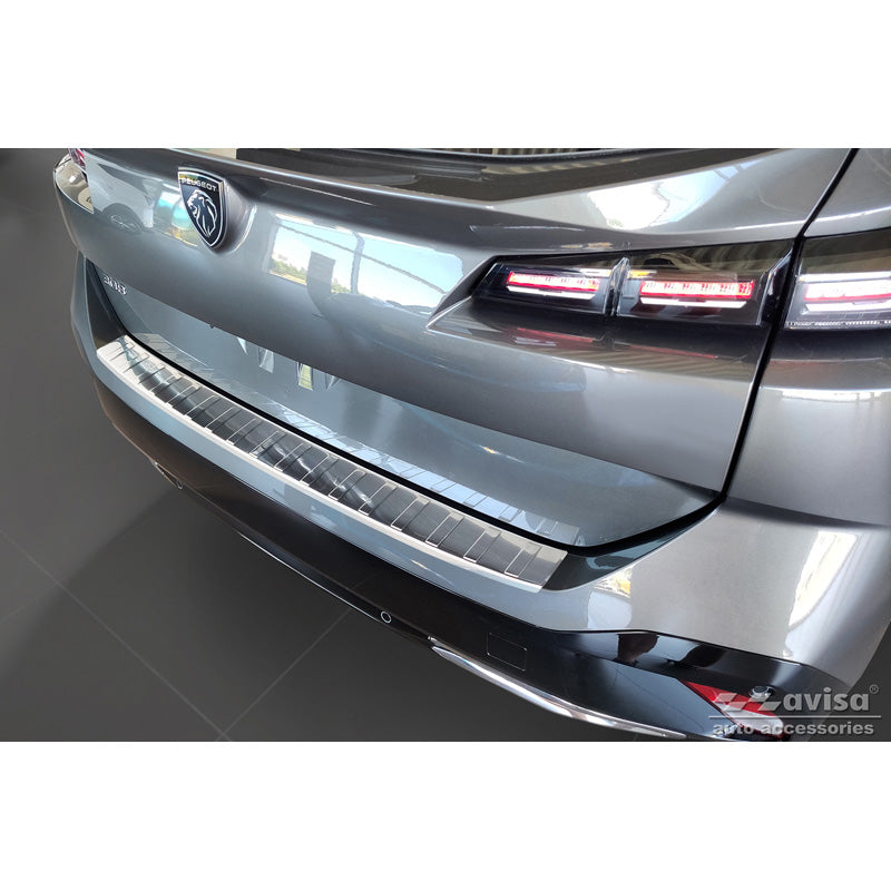 Avisa, Rear bumper protector, stainless steel, fits Peugeot 308 II SW 2013-2017 & Facelift 2017-2021 'Ribs'