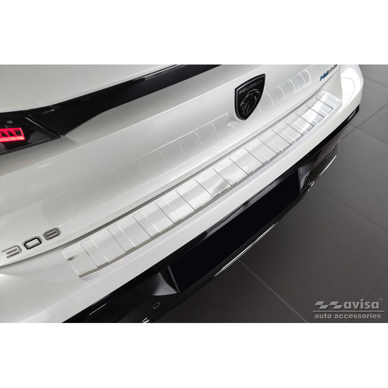 Avisa, Rear bumper protector, stainless steel, fits Peugeot 308 III HB 2021- 'Ribs'
