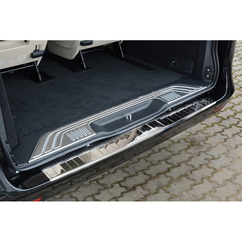 Avisa, Rear bumper protector, polished, stainless steel, fits Mercedes Vito / V-Class 2014-2019 & Facelift 2019- 'Ribs'