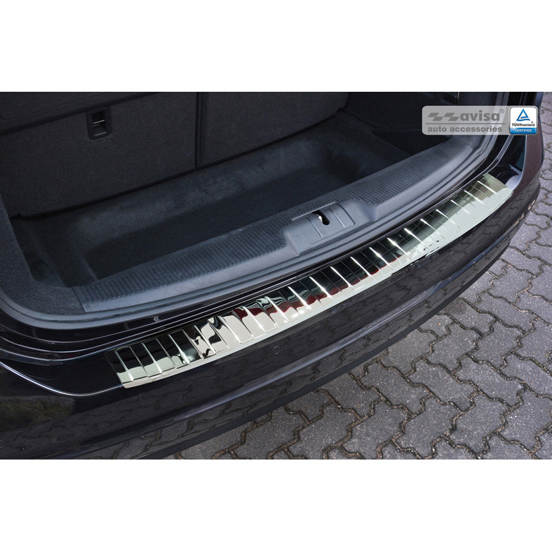 Avisa, Rear bumper protector, polished, stainless steel, fits Seat Alhambra & Volkswagen Sharan II 2010- 'Ribs'