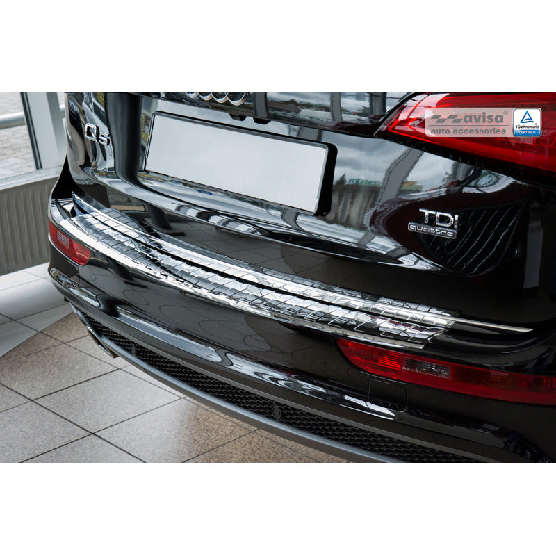 Avisa, Rear bumper protector, polished, stainless steel, fits Audi Q5 2008-2012 & 2012- 'Ribs'