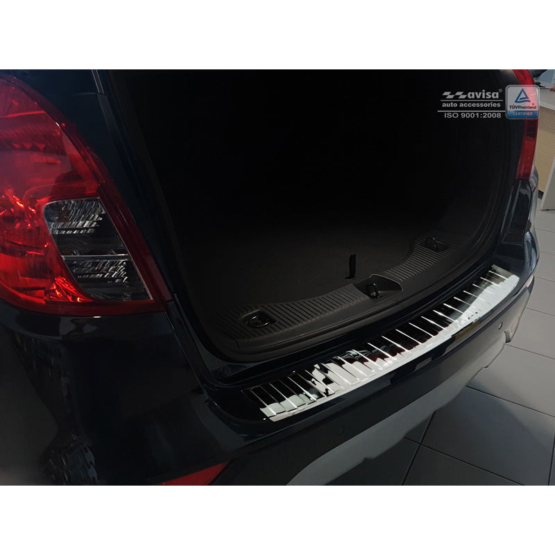 Avisa, Rear bumper protector, polished, stainless steel, fits Opel Mokka X 2016- 'Ribs'