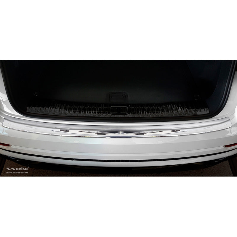 Avisa, Rear bumper protector, polished, stainless steel, fits Audi Q8 2018- 'Ribs'